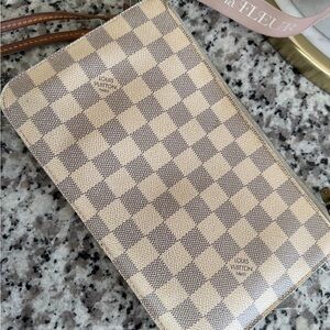 Louis Vuitton Damier Azur Wristlet Pochette with Strap